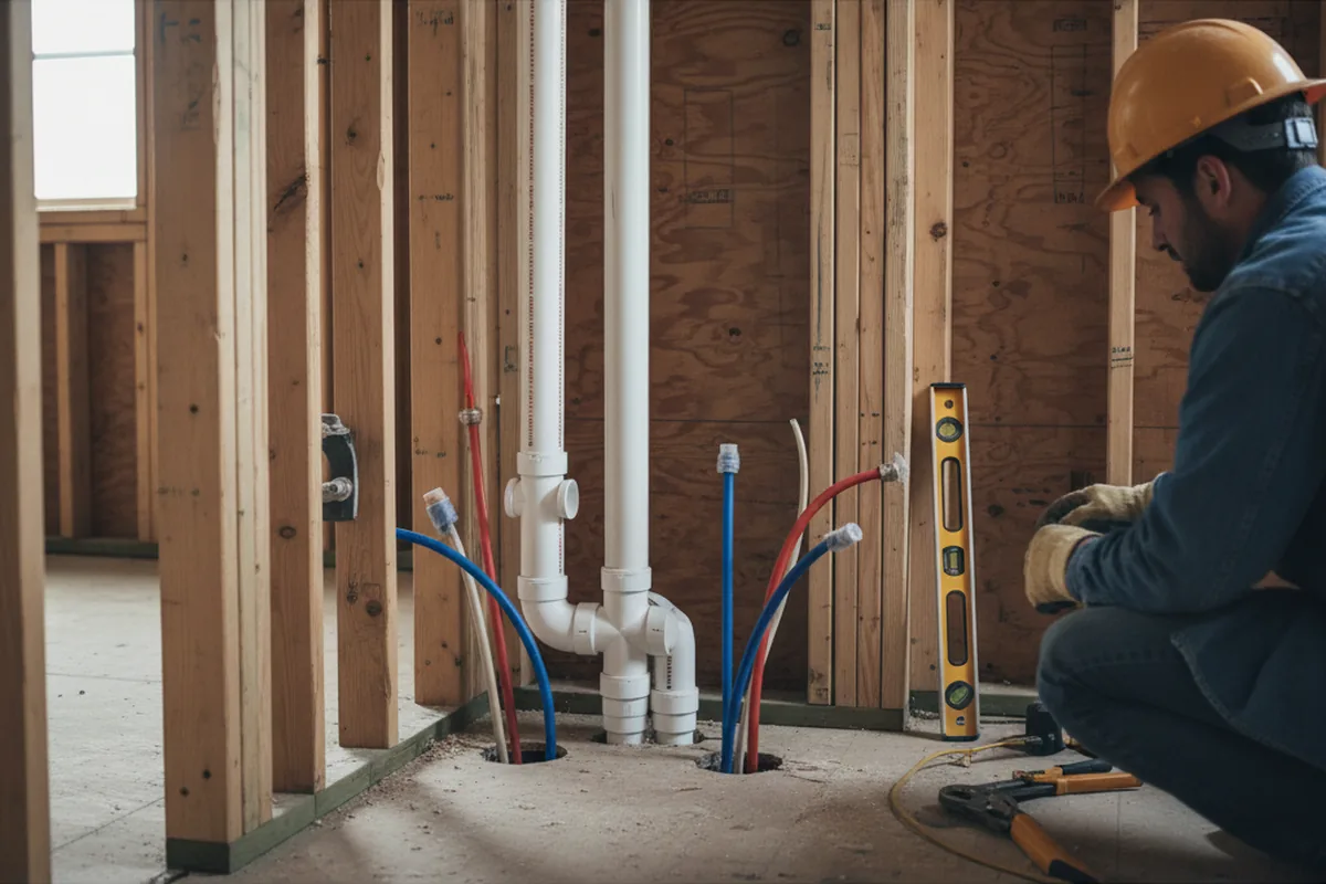 Drain and supply rough-in during Garbage Disposal Repair in Eight Mile